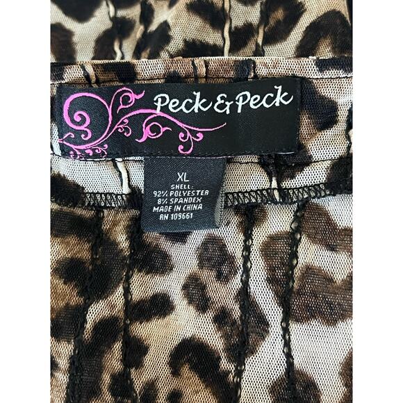 Peck & Peck Women's XL Leopard Cheetah Print Sheer Mesh Blazer Jacket - Picture 7 of 7